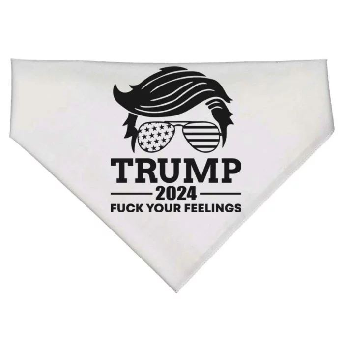 Trump 2024 Fuck Your Feelings USA-Made Doggie Bandana