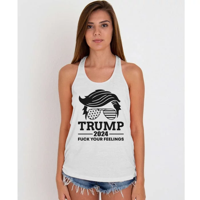 Trump 2024 Fuck Your Feelings Women's Knotted Racerback Tank