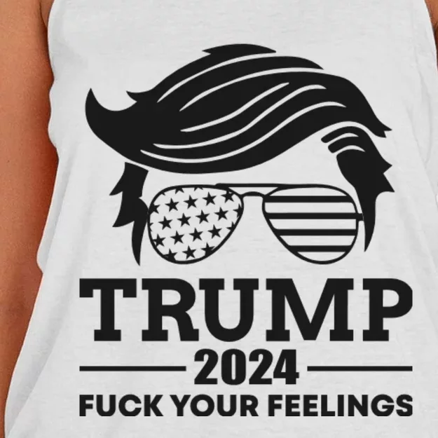 Trump 2024 Fuck Your Feelings Women's Knotted Racerback Tank