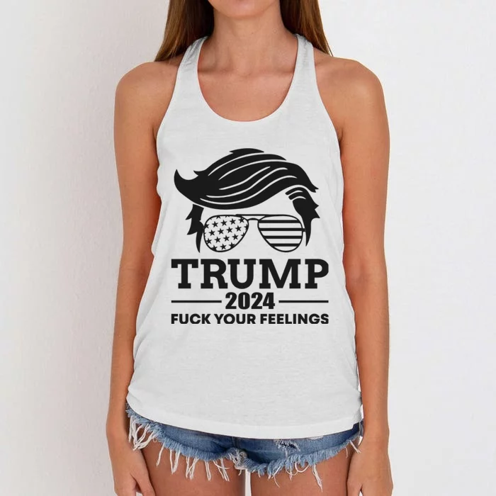 Trump 2024 Fuck Your Feelings Women's Knotted Racerback Tank