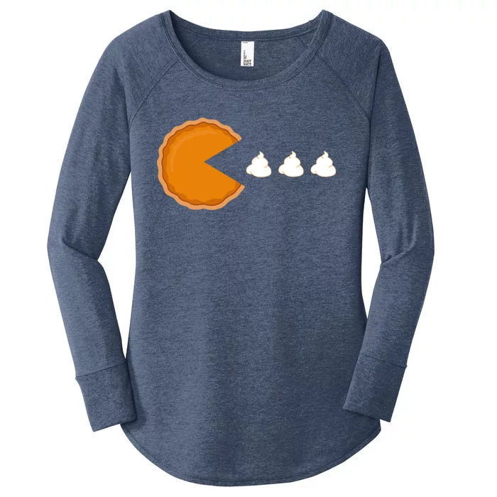 Thanksgiving 2020 Funny Pumpkin Pie Eating Whipped Cream Cute Gift Women's Perfect Tri Tunic Long Sleeve Shirt