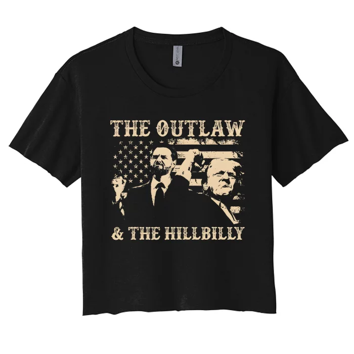 Trump 2024 Flag Outlaw Hillbilly J.D.Vance 2024 Donald Trump Women's Crop Top Tee