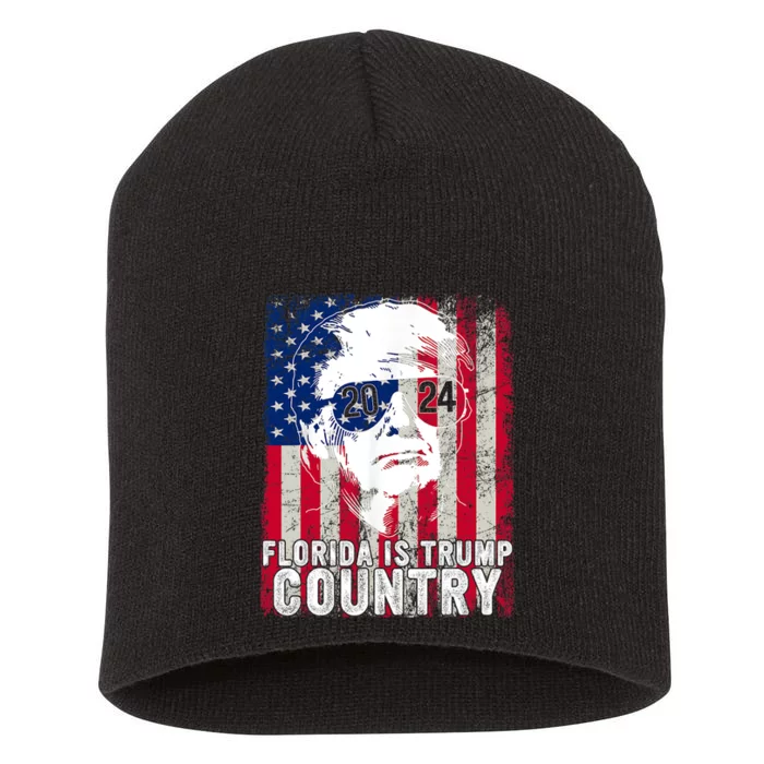 Trump 2024 Florida Trump Country American Flag Election Short Acrylic Beanie