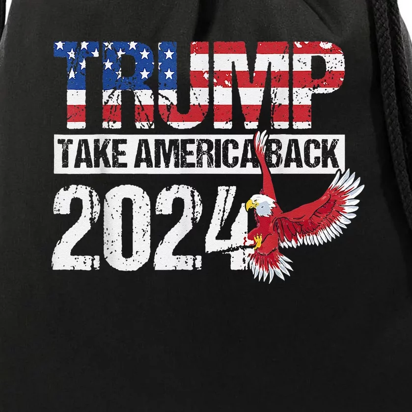 Trump 2024 Flag Take America Back 4th Of July Trump 2024 Drawstring Bag