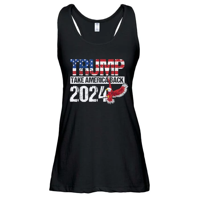 Trump 2024 Flag Take America Back 4th Of July Trump 2024 Ladies Essential Flowy Tank