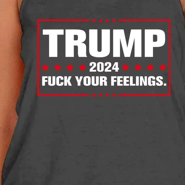 Trump 2024 Fuck Your Feelings Women's Knotted Racerback Tank