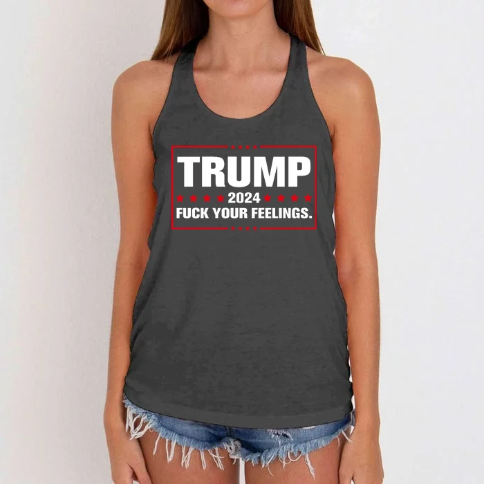 Trump 2024 Fuck Your Feelings Women's Knotted Racerback Tank