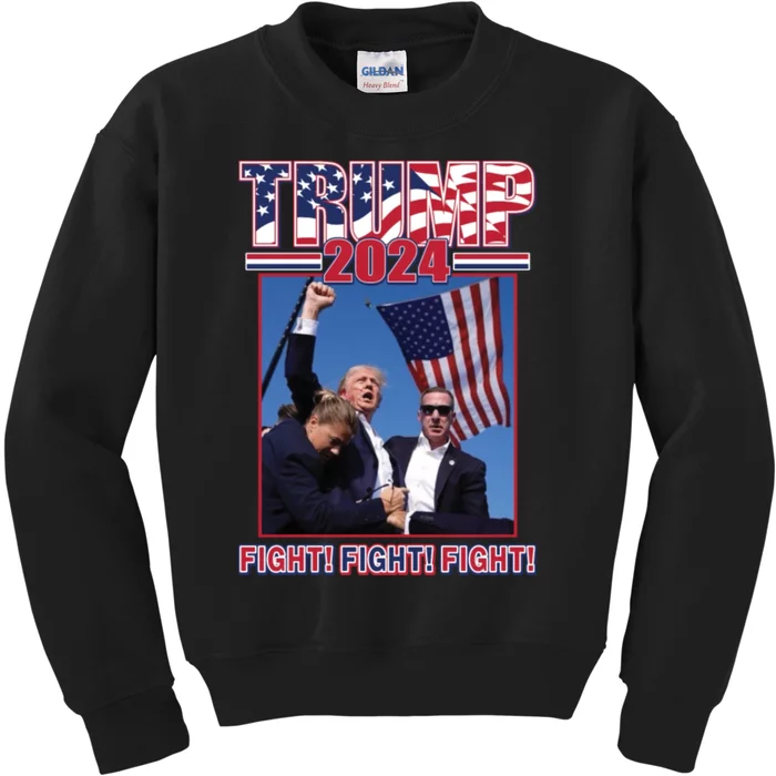 Trump 2024 Fight Fight Fight Kids Sweatshirt