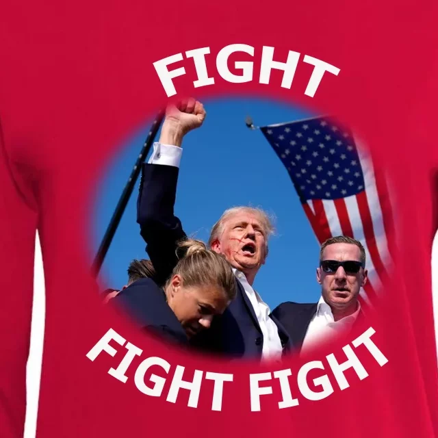 Trump 2024 Fight Fight Fight Fist Assassation Attempt Antiliberal Womens Cotton Relaxed Long Sleeve T-Shirt