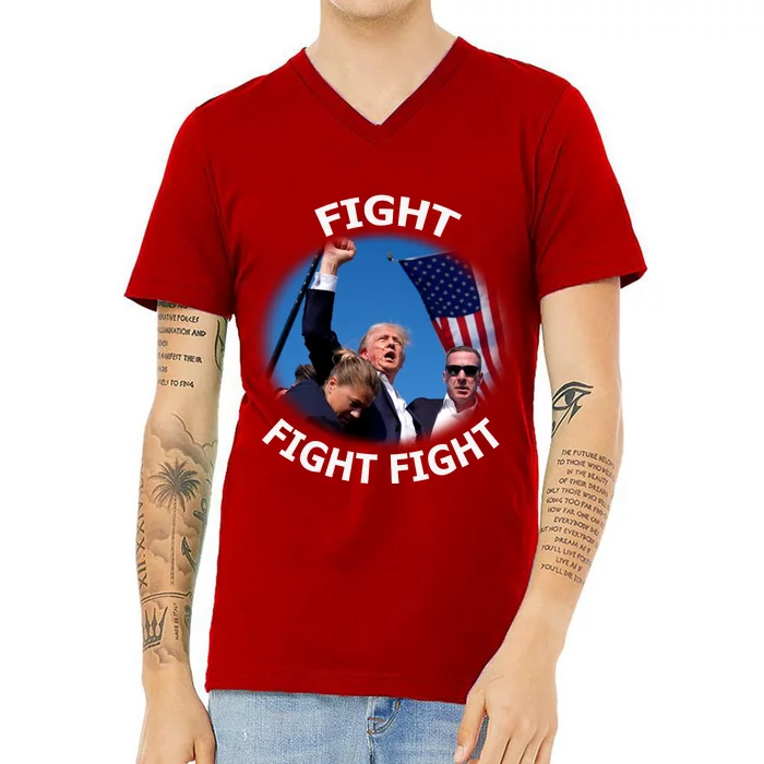 Trump 2024 Fight Fight Fight Fist Assassation Attempt Antiliberal V-Neck T-Shirt