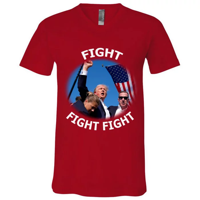 Trump 2024 Fight Fight Fight Fist Assassation Attempt Antiliberal V-Neck T-Shirt