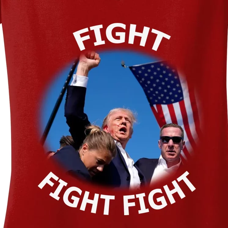 Trump 2024 Fight Fight Fight Fist Assassation Attempt Antiliberal Women's V-Neck T-Shirt