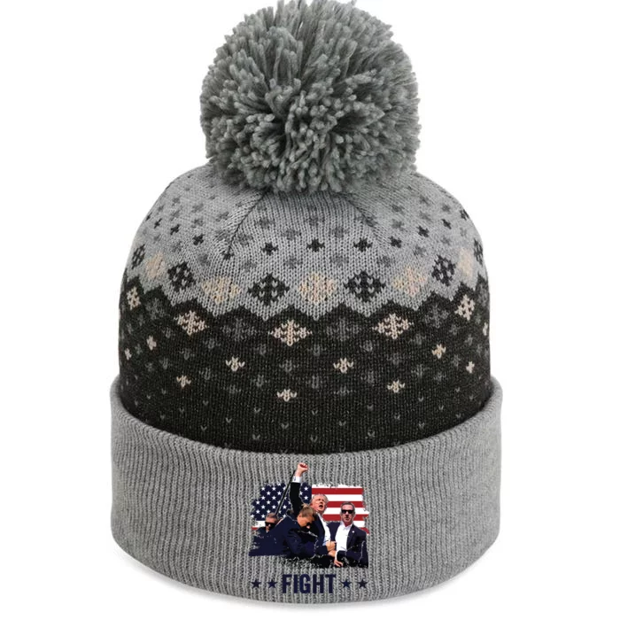 Trump 2024 Fight Fist Rally Trump Rally 2024 American Flag The Baniff Cuffed Pom Beanie