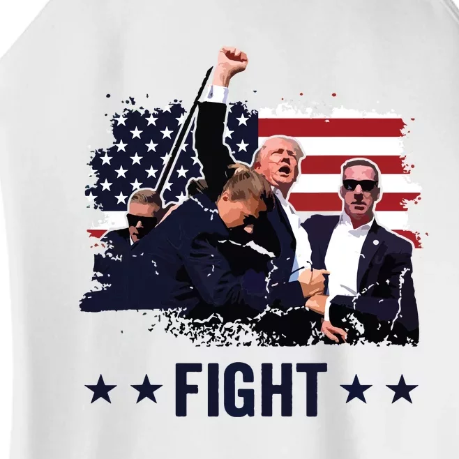 Trump 2024 Fight Fist Rally Trump Rally 2024 American Flag Women’s Perfect Tri Rocker Tank