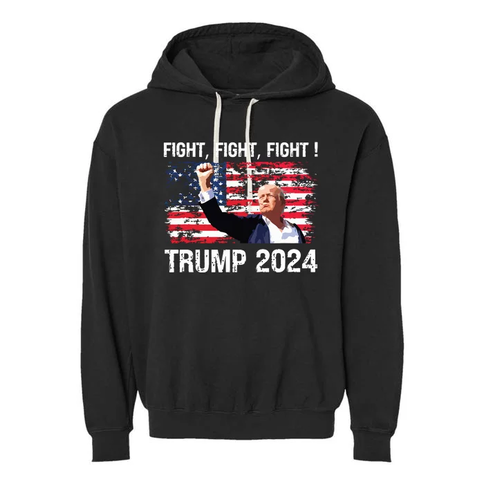 Trump 2024 Fight Fight Fight Trump President Election 2024 Garment-Dyed Fleece Hoodie