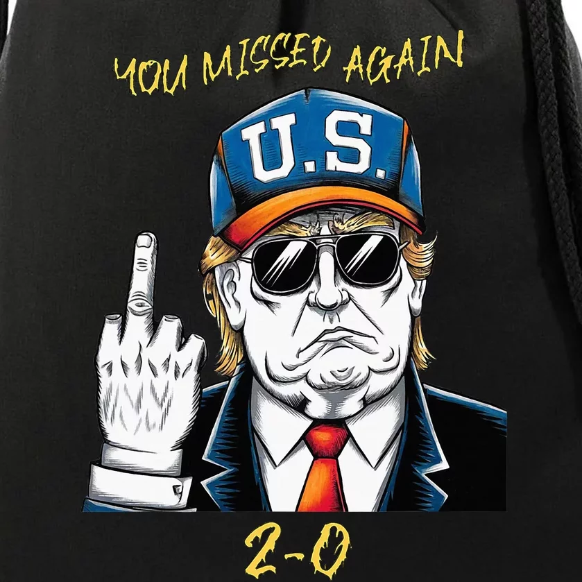 Trump 2024 Flag Usa You Missed Again Quote 02 Drawstring Bag