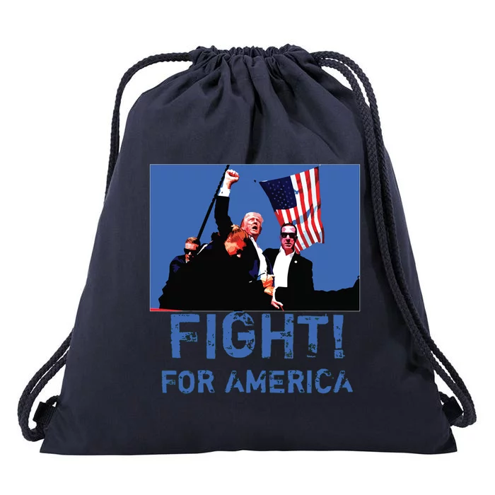 Trump 2024 Fight Fist Rally Trump Rally 2024 American Flag Drawstring Bag