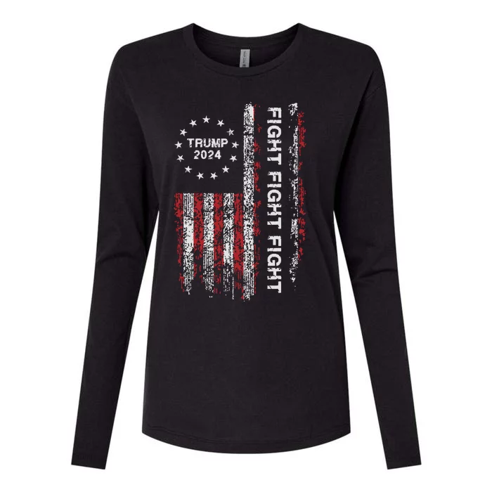 Trump 2024 Fight Fight Fight Trump President Election 2024 Womens Cotton Relaxed Long Sleeve T-Shirt