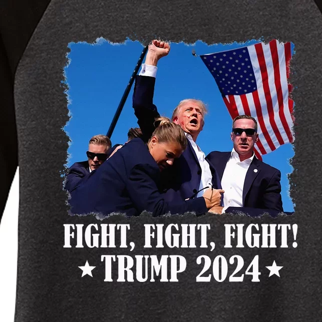 Trump 2024 Fight Fight Fight Trump 2024 Survives Rally Women's Tri-Blend 3/4-Sleeve Raglan Shirt