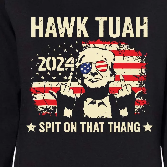 Trump 2024 Flag Funny Hawk Tush Middle Finger 24 Vote Trump Womens California Wash Sweatshirt