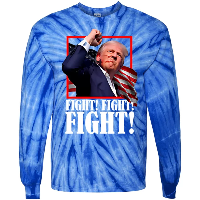 Trump 2024 Fight Fight Fight Pennsylvania Rally Tie-Dye Long Sleeve Shirt