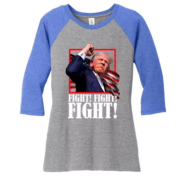 Trump 2024 Fight Fight Fight Pennsylvania Rally Women's Tri-Blend 3/4-Sleeve Raglan Shirt