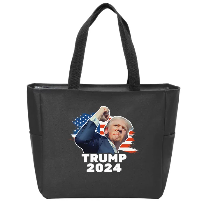 Trump 2024 Fist Bump President Red Zip Tote Bag