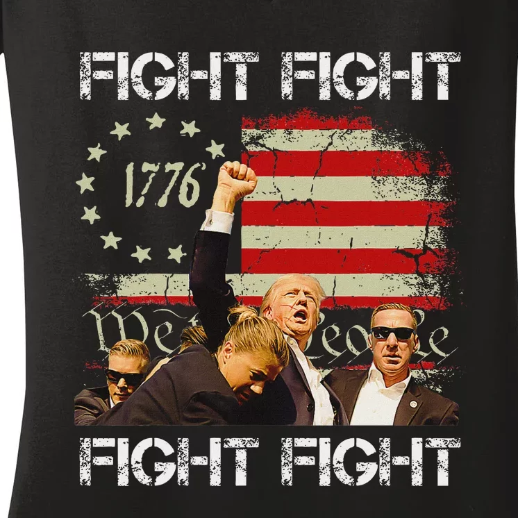 Trump 2024 Fight Pennsylvania Bold Design Women's V-Neck T-Shirt