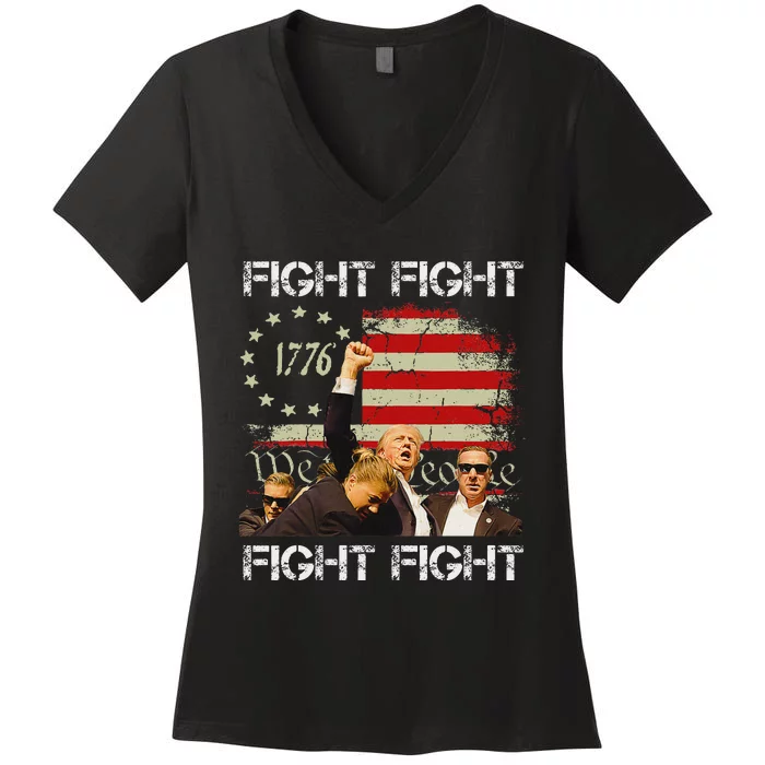 Trump 2024 Fight Pennsylvania Bold Design Women's V-Neck T-Shirt