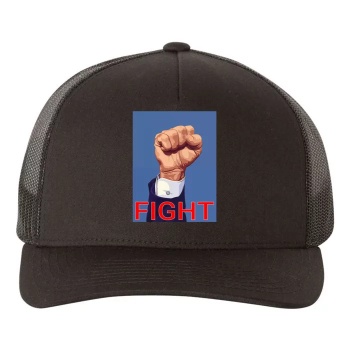 Trump 2024 Fist Fight Fight Fight Yupoong Adult 5-Panel Trucker Hat