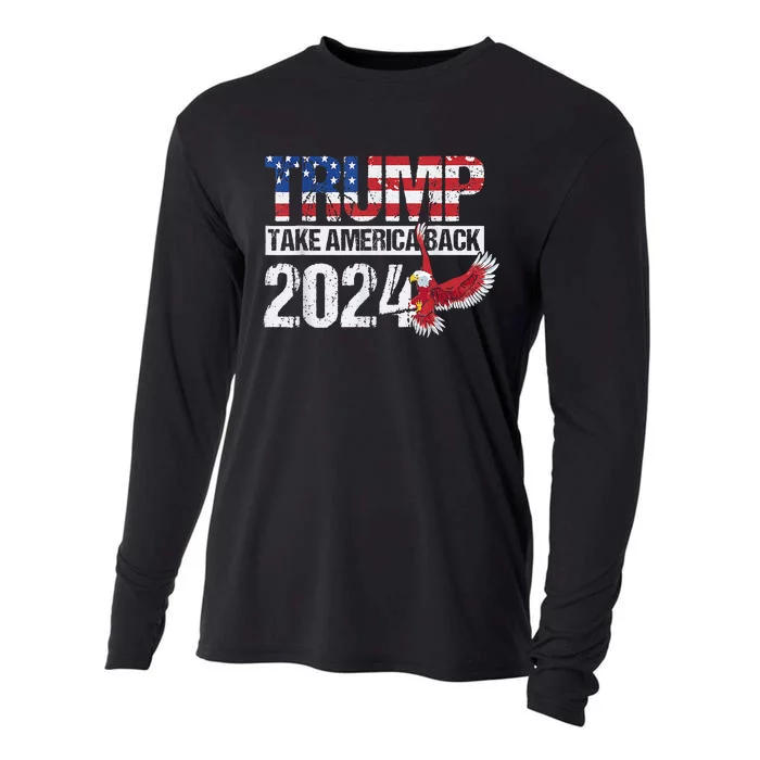 Trump 2024 Flag Take America Back 4th Of July Trump 2024 Cooling Performance Long Sleeve Crew