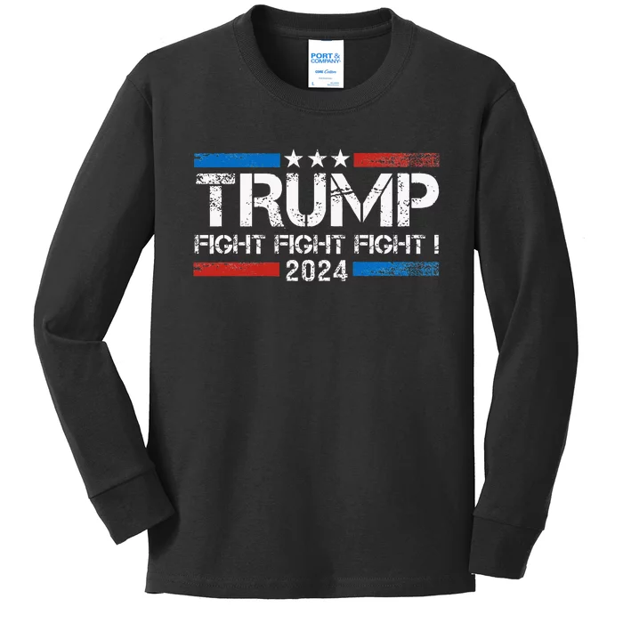 Trump 2024 Fight Fight Fight Trump President Election 2024 Kids Long Sleeve Shirt