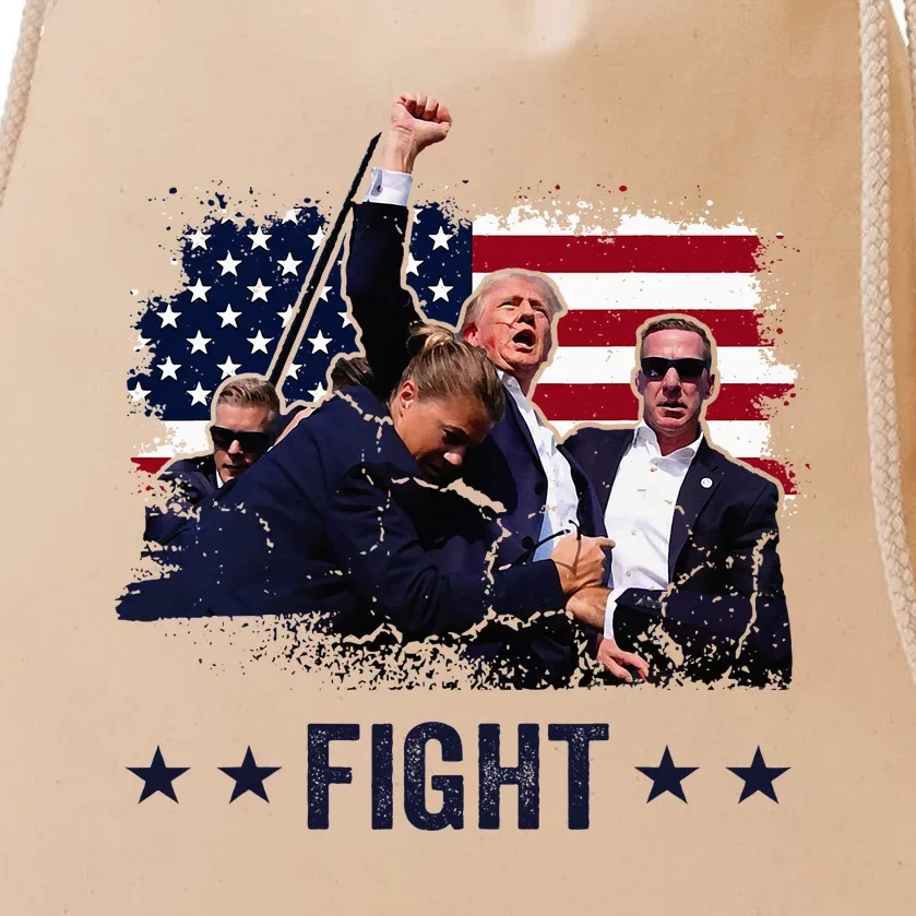 Trump 2024 Fight Fist Rally Trump Rally 2024 American Flag Drawstring Bag