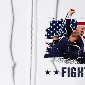 Trump 2024 Fight Fist Rally Trump Rally 2024 American Flag Full Zip Hoodie