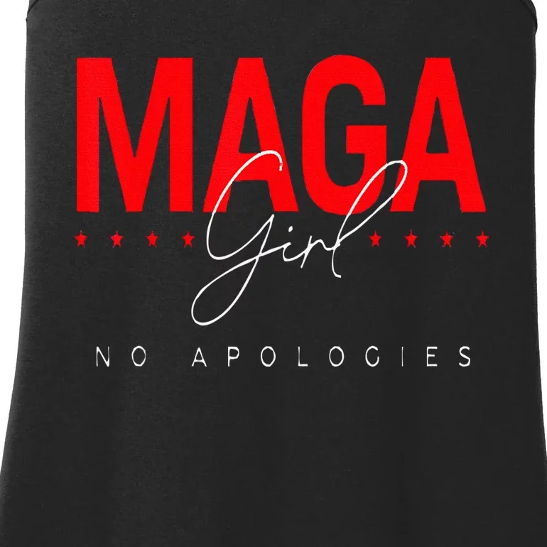 Trump 2024 For President 24 Maga Girl No Apologies Ladies Essential Tank