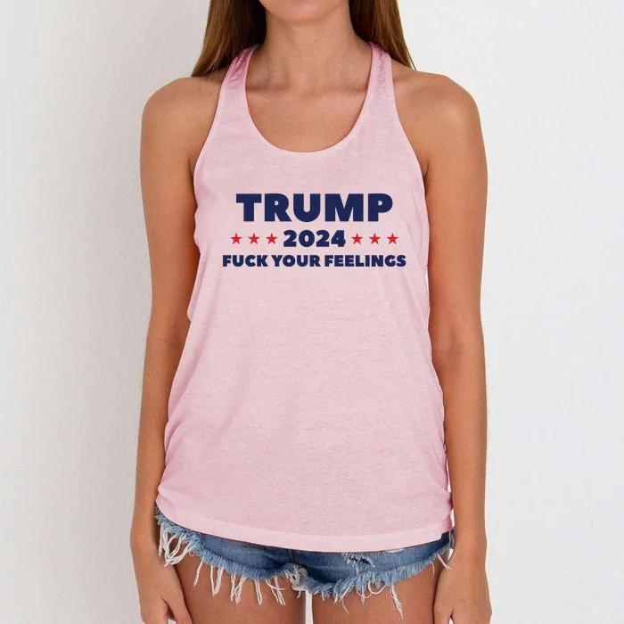 Trump 2024 Fuck Your Feelings Women's Knotted Racerback Tank