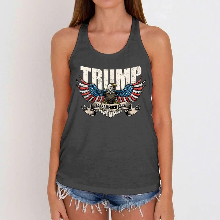 Trump 2024 Flag Take America Back Donald Trump 2024 Patriotic Donald Trump Women's Knotted Racerback Tank