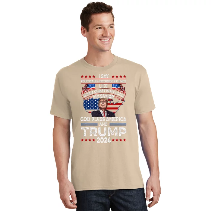 Trump 2024 Funny God Bless America Jesus Christ Is My Lord T-Shirt