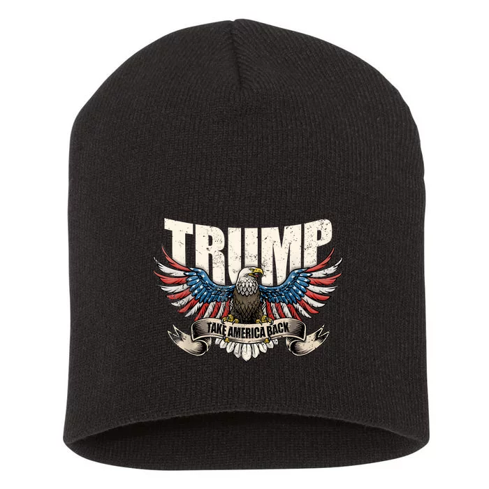 Trump 2024 Flag Take America Back Donald Trump Short Acrylic Beanie