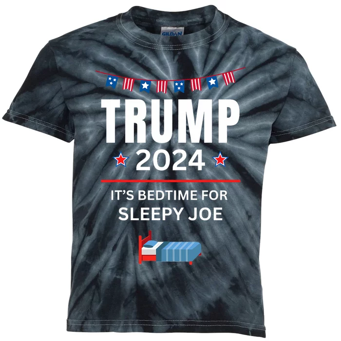 Trump 2024 Funny Anti Sleepy Joe Biden Pro Trump Republican Kids Tie-Dye T-Shirt