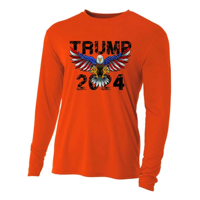 Trump 2024 Flag American Holiday Cooling Performance Long Sleeve Crew