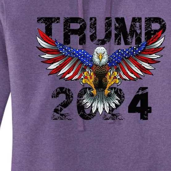 Trump 2024 Flag American Holiday Women's Pullover Hoodie