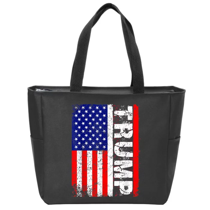 Trump 2020 Flag Usa Trump 45 American Flag Vintage Zip Tote Bag