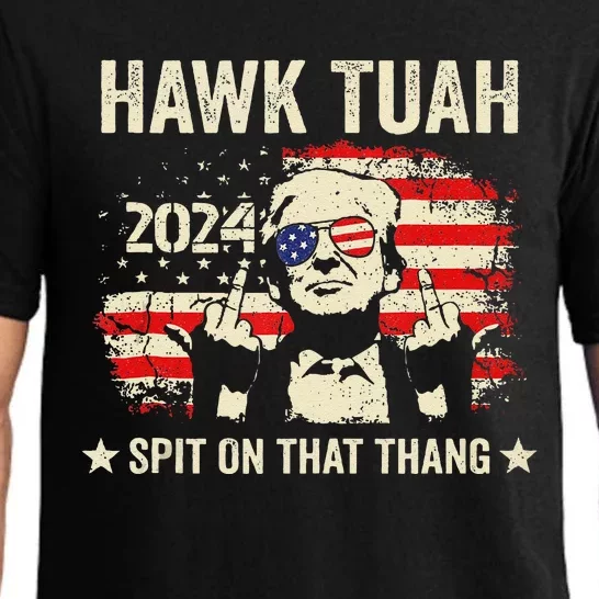 Trump 2024 Flag Funny Hawk Tush Middle Finger 24 Vote Trump Pajama Set