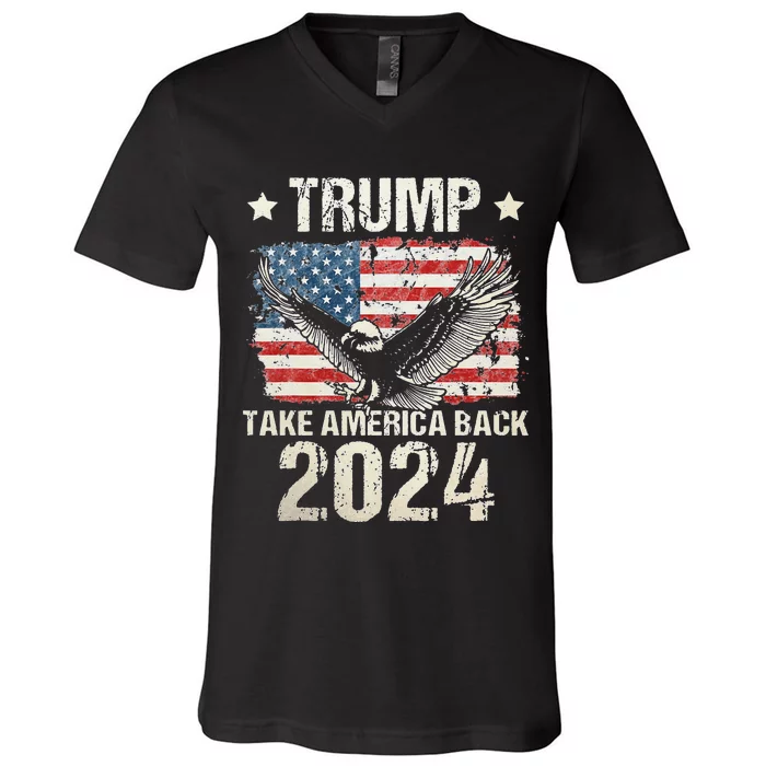 Trump 2024 flag take America back Trump 2024 V-Neck T-Shirt