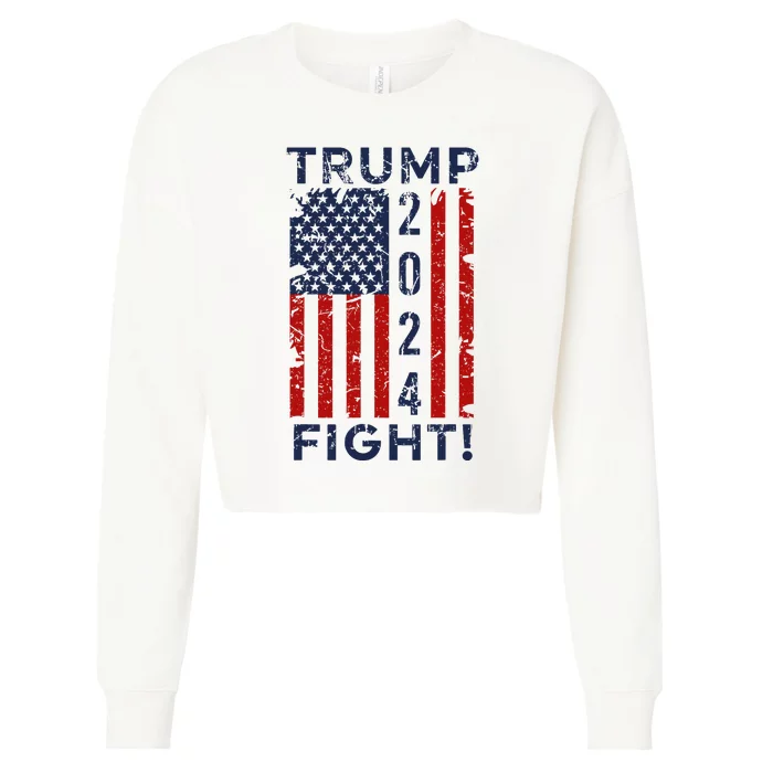 Trump 2024 Fight Fight Fight Trump President Election 2024 Cropped Pullover Crew