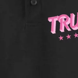 Trump 2024 Funny Donald Trump Pink Bubble Letters Dry Zone Grid Performance Polo