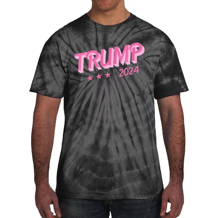 Trump 2024 Funny Donald Trump Pink Bubble Letters Tie-Dye T-Shirt