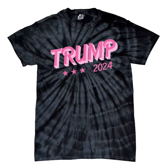 Trump 2024 Funny Donald Trump Pink Bubble Letters Tie-Dye T-Shirt