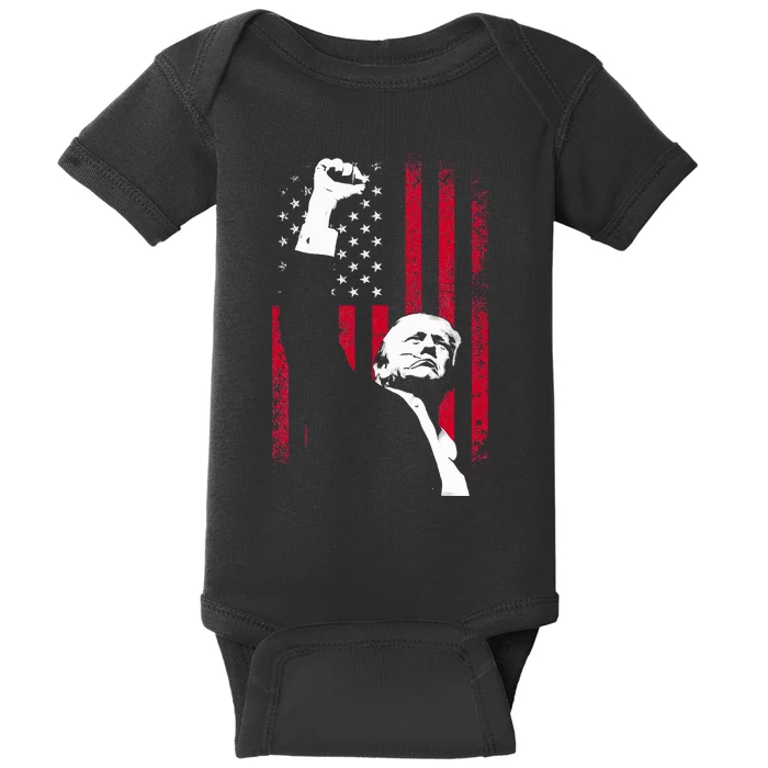 Trump 2024 Fist Fight For America Usa Flag Baby Bodysuit